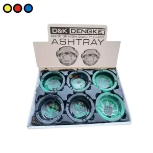 Cenicero de vidrio circular con diseño de hojita DK3055K