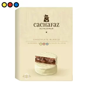 Alfajor Cachafaz de chocolate blanco relleno de dulce de leche 60 gramos