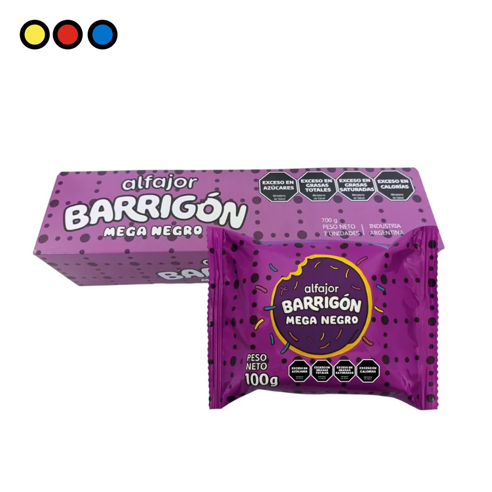 Alfajor El Barrigón Mega Negro 100g — caja x 7 unidades, alfajores por mayor - Distribuidora Pop