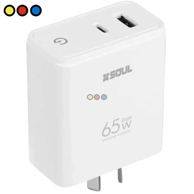 Cargador viajero Soul 65W con puertos USB y USB-C PD