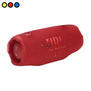 Parlante Bluetooth JBL Charge 6 Rojo vista principal, Parlante JBL Charge 6 Rojo detalle frontal, Caja de producto JBL Charge 6 Rojo