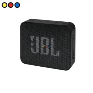 Parlante JBL GO Essential color negro vista frontal, Packaging de parlante JBL GO Essential negro