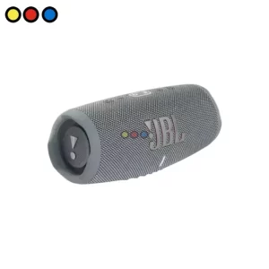 Parlante Bluetooth JBL Charge 5 color gris vista frontal, Caja de producto JBL Charge 5 gris