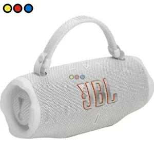 Parlante Bluetooth JBL Charge 6 color blanco vista frontal, Detalle de radiadores de bajos JBL Charge 6 blanco