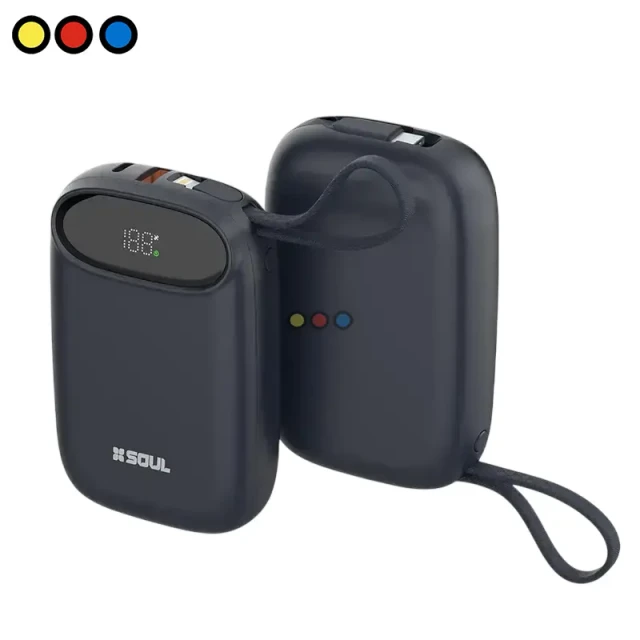 Powerbank Soul Pro 100 10000mAh color azul con display digital, Detalle display carga rápida cargador portátil Soul