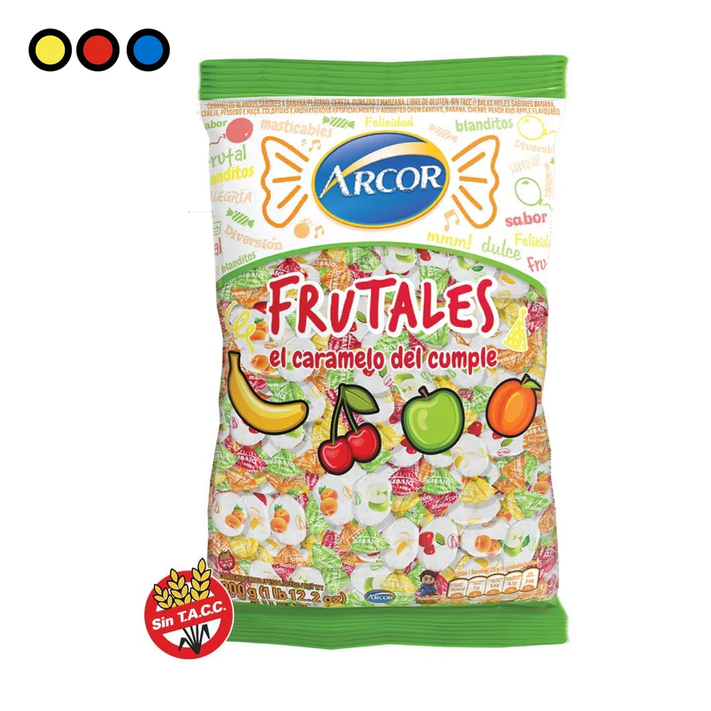 Bolsa de caramelos masticables Arcor Frutales 800 g por mayor - Distribuidora Pop