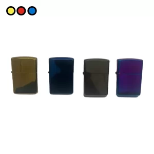 Encendedor a bencina tornasolado metalico recargable - venta por mayor en Distribuidora Pop