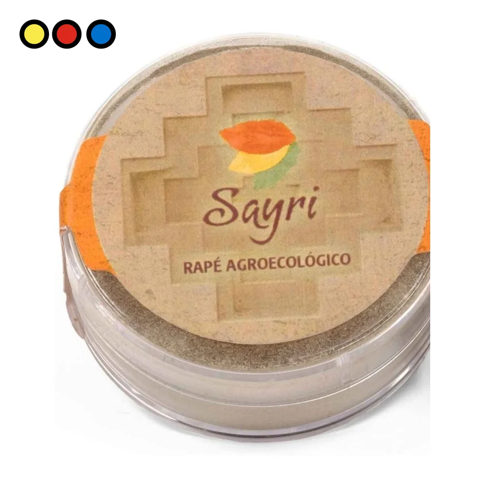 Etiqueta del Rapé Sayri Arumi con la composición tabaco y Tsnu
