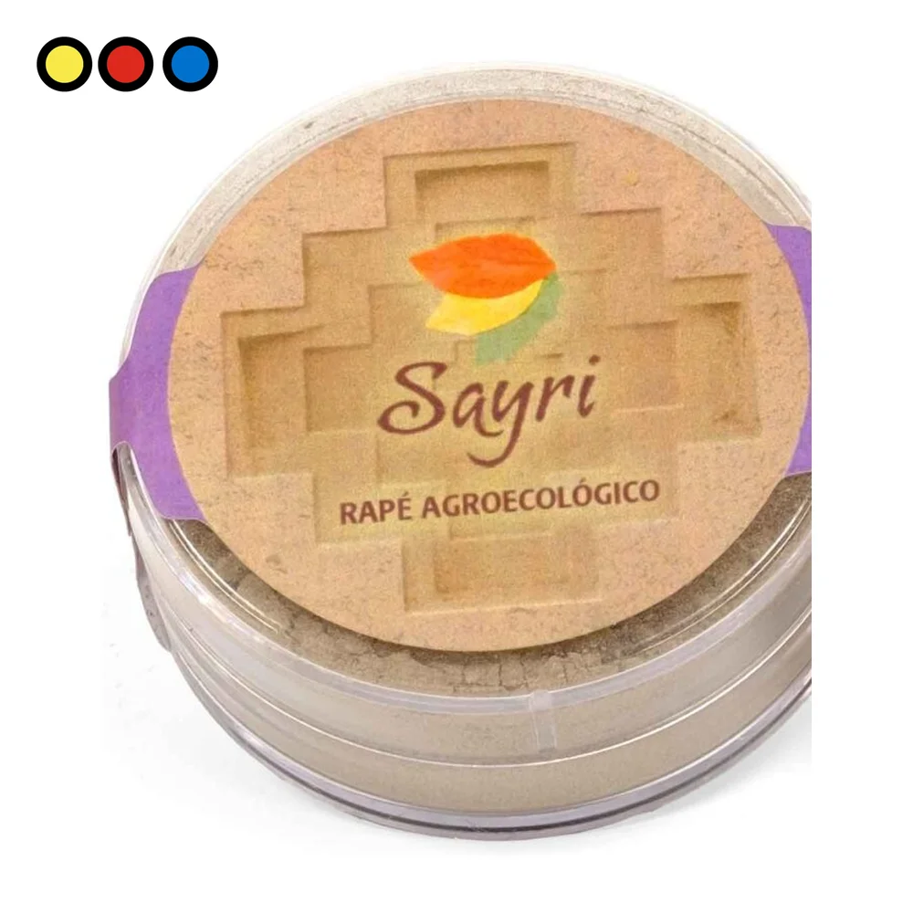 Etiqueta del Rapé Sayri Canela de Velho con la composición tabaco y canela de velho