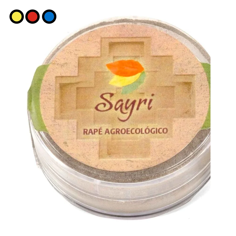 Etiqueta del Rapé Sayri Ch'uxña con la composición tabaco y Pariká