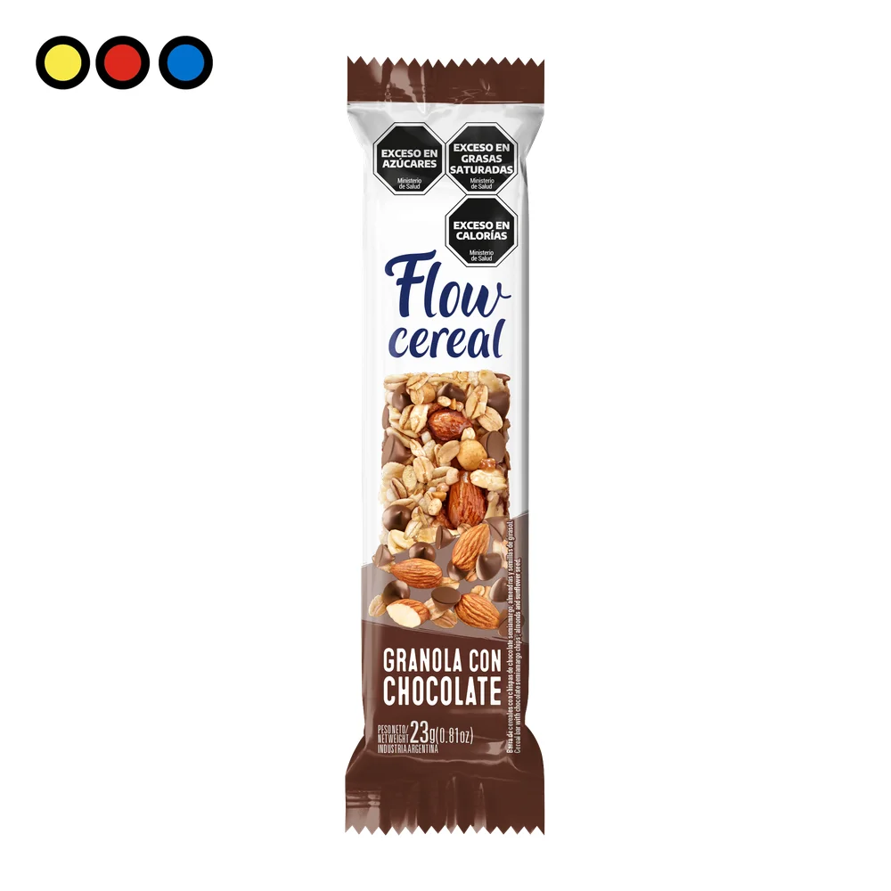Caja de Barritas Flow Cereal Chips de Chocolate x20 por mayor - Distribuidora Pop