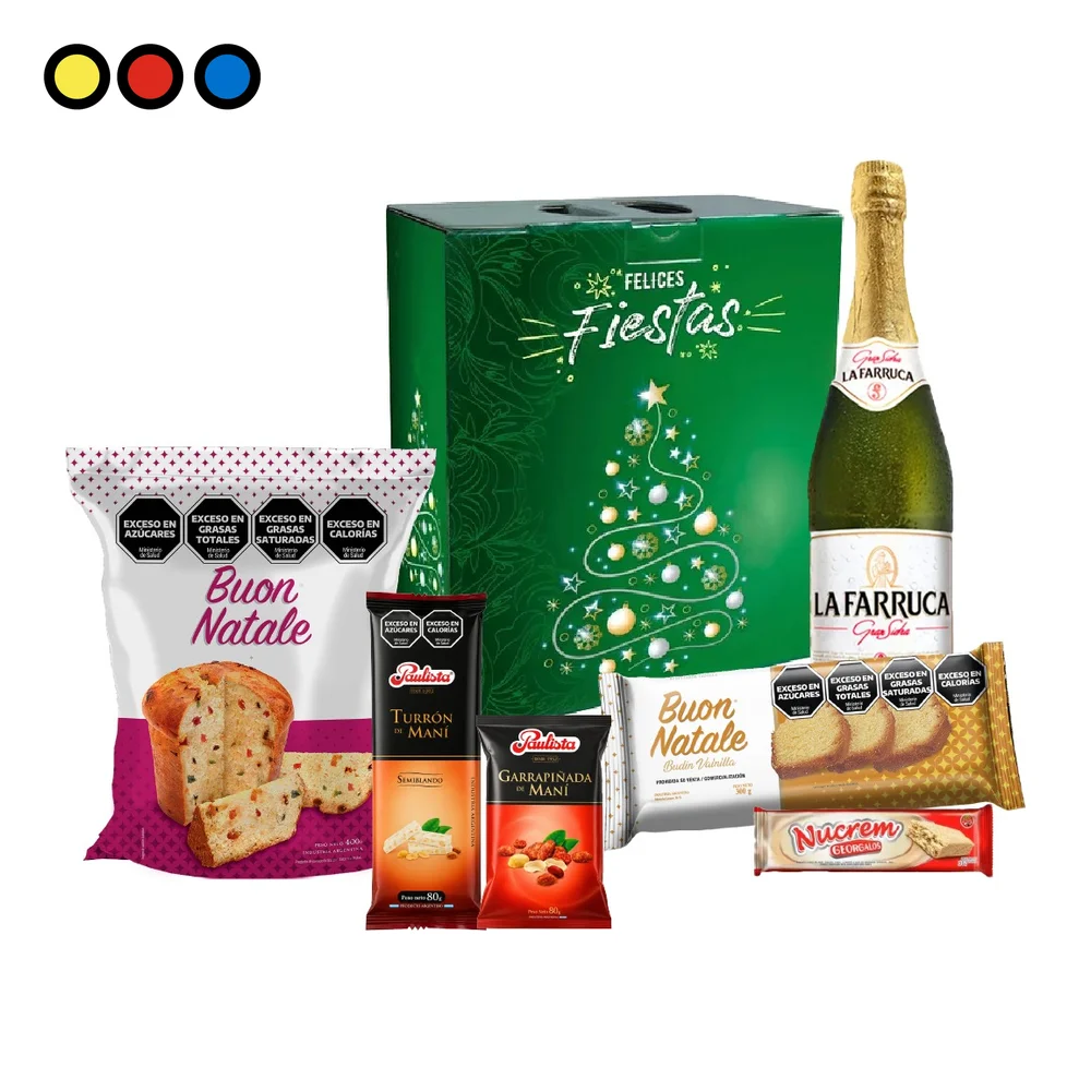 Caja Navideña Pop N°1 Económica con sidra, pan dulce y golosinas por mayor - Distribuidora Pop