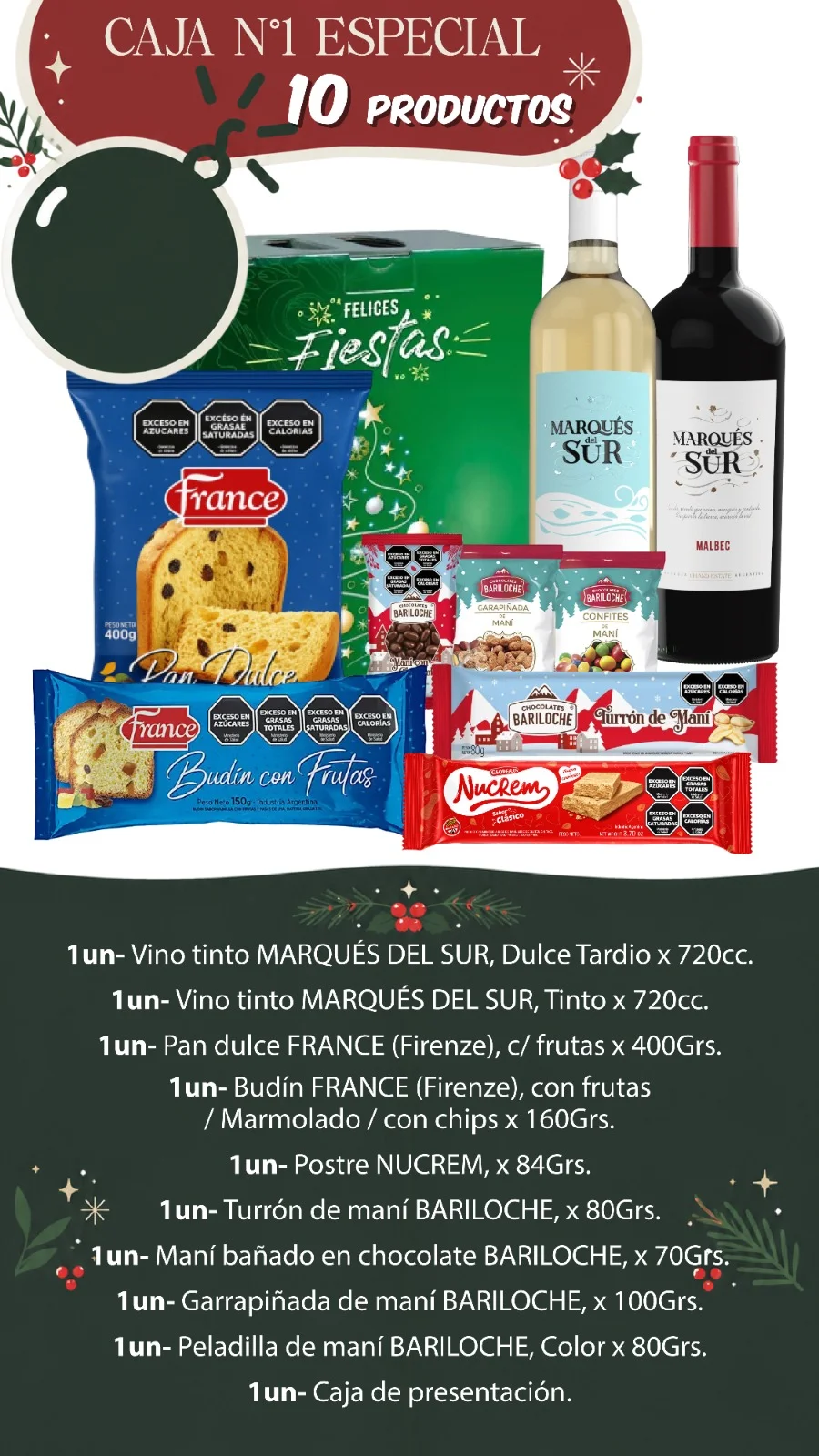 Contenido de la Caja Navideña N°1 Especial: 10 productos - Distribuidora Pop