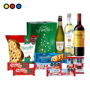 Caja Navideña Pop N°3 con sidra Real, Ananá Fizz, vino Don Valentín y pan dulce Marcolla por mayor - Distribuidora Pop