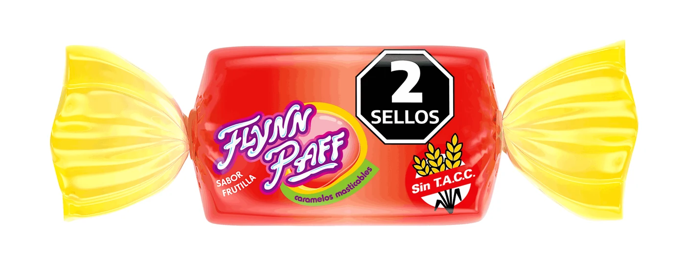 Caramelo masticable Flynn Paff Frutilla de 8 g con sello Sin T.A.C.C. - Distribuidora Pop