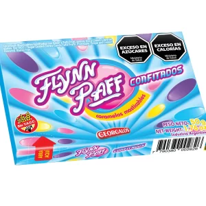 Cajita de 50 g de caramelos confitados Flynn Paff surtidos con sello Sin T.A.C.C. - Distribuidora Pop