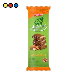 Display x10 de Chocolate Georgalos Sin Azúcares Agregados sabor almendra, 70 g - Distribuidora Pop