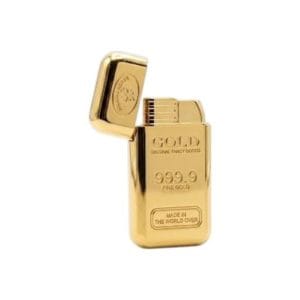 Encendedor catalítico con forma de lingote de oro metálico dorado - por mayor en Distribuidora Pop