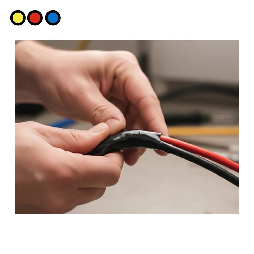 Aislando un empalme de cables con cinta aisladora por mayor - Distribuidora Pop