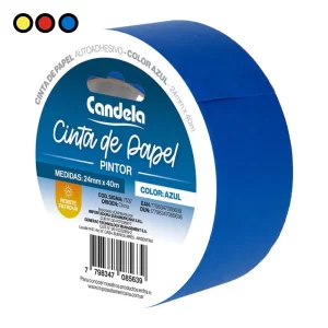 Cinta de papel pintor Candela azul de 24 mm x 40 m por mayor - Distribuidora Pop