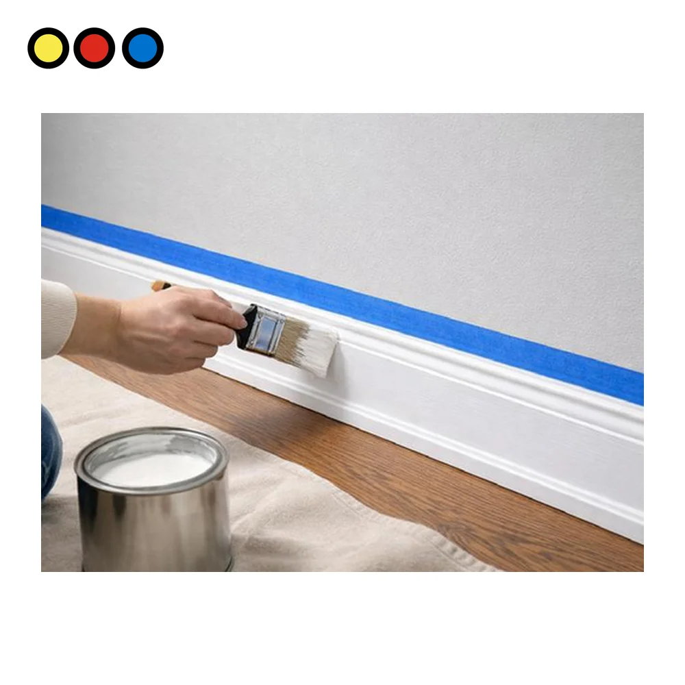 Pintando un zócalo con cinta de pintor azul por mayor - Distribuidora Pop
