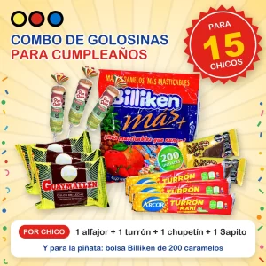 Combo de golosinas para cumpleaños x 15 chicos para las sorpresitas de la sala del jardín - Distribuidora Pop