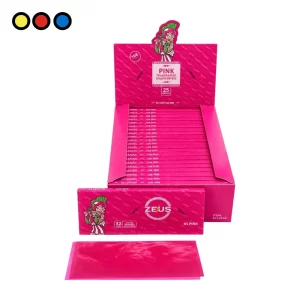 Caja display de 25 libritos de Papel Zeus Celulosa King Size Pink 108 mm con librito y papel rosa - por mayor en Distribuidora Pop