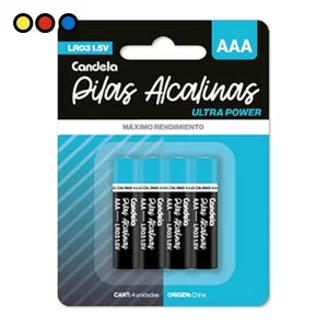Pila alcalina Candela AAA Ultra Power, blĆster x 4 por mayor - Distribuidora Pop